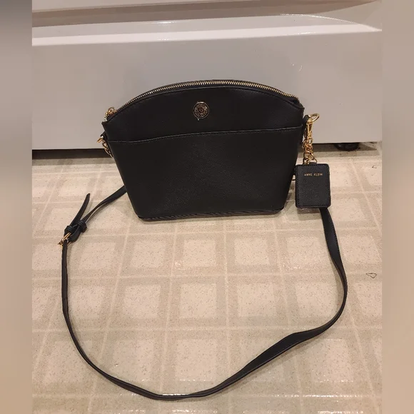 Anne Klein Black Pebbled Crossbody Purse - Picture 7 of 8